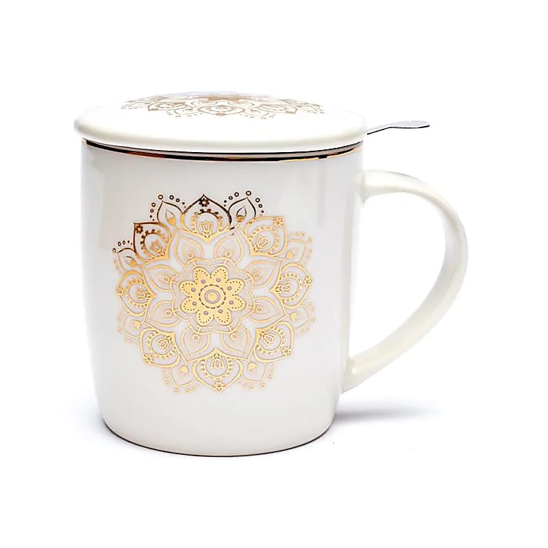Juego de taza de té Mandala blanco