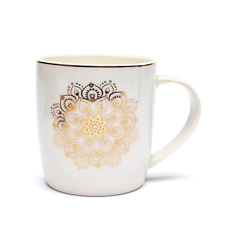 Juego de taza de té Mandala blanco