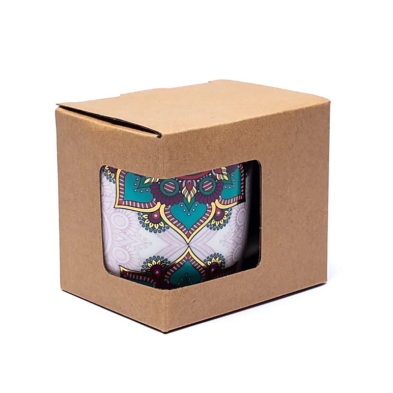 Tasse à thé infuseur Mandala turquoise porcelaine osseuse