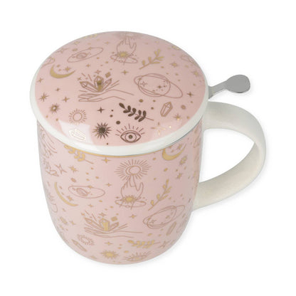 Tasse à thé set symboles mystiques or porcelaine osseuse thumb
