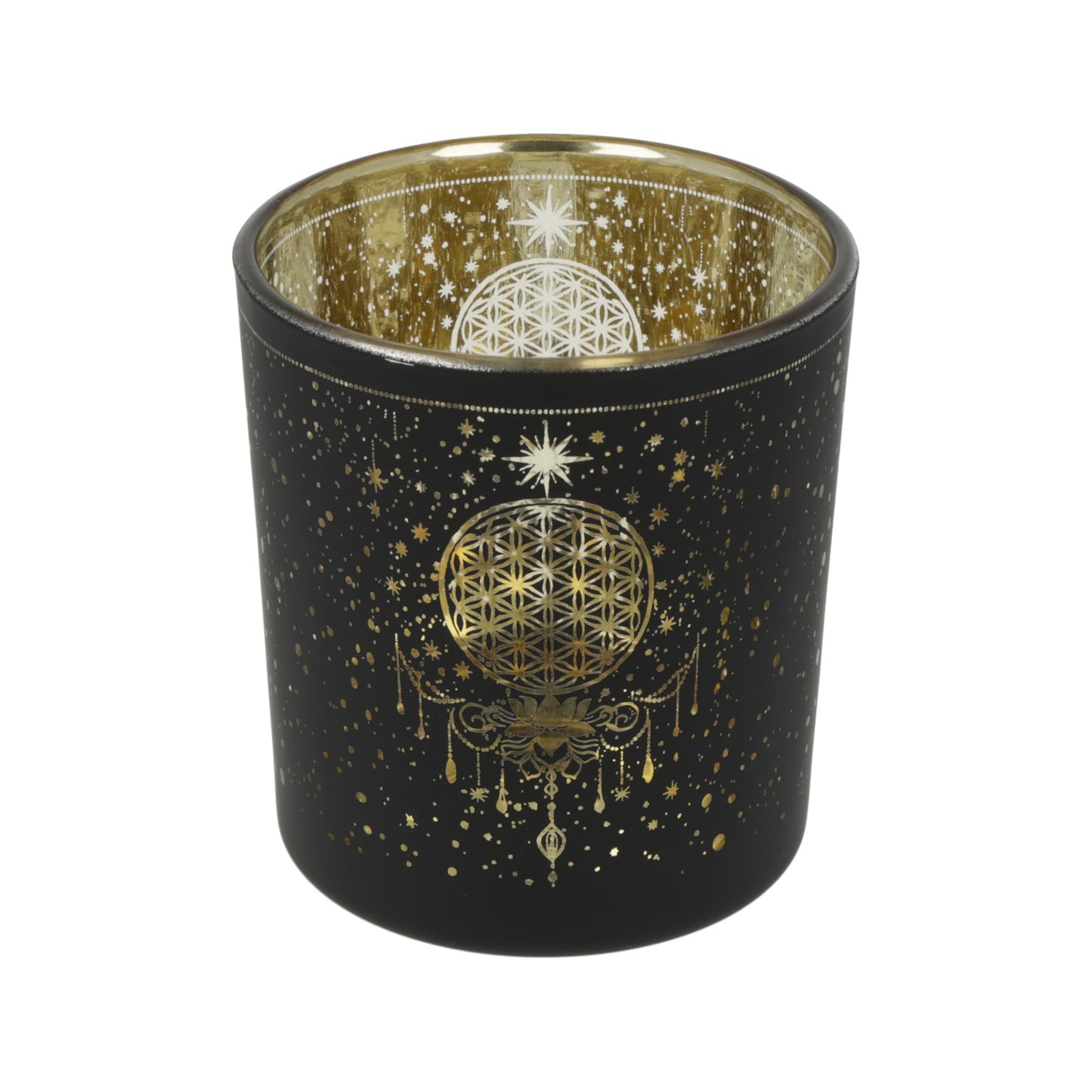 Portavelas esmerilado/metálico Mystical Flower of Life