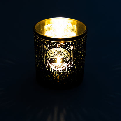 Candle light holder frosted/metallic Mystical Tree of Life wholesale thumb