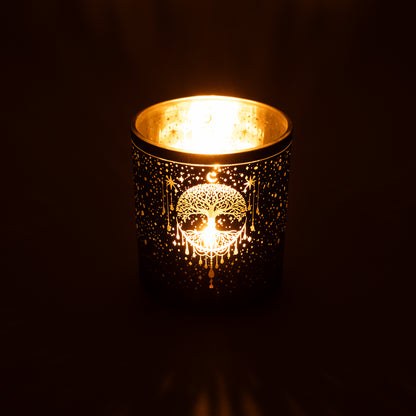 Candle light holder frosted/metallic Mystical Tree of Life wholesale thumb