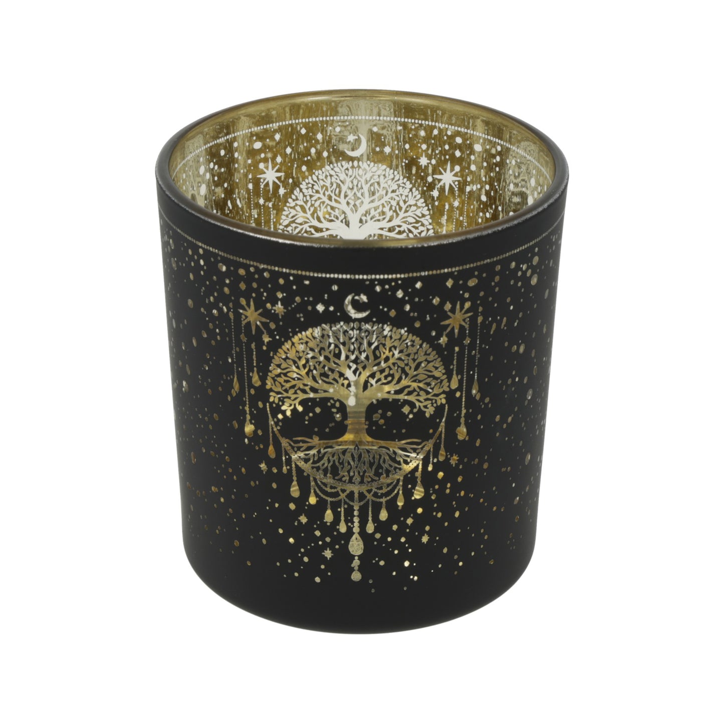 Candle light holder frosted/metallic Mystical Tree of Life