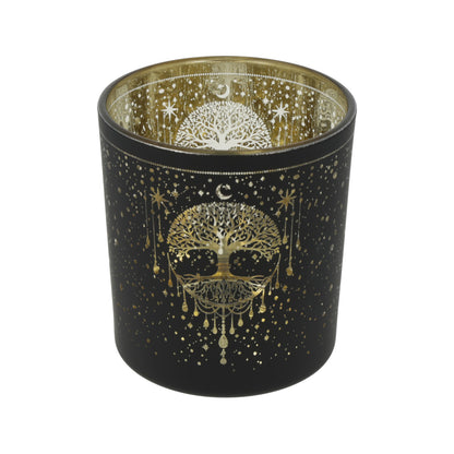 Candle light holder frosted/metallic Mystical Tree of Life thumb