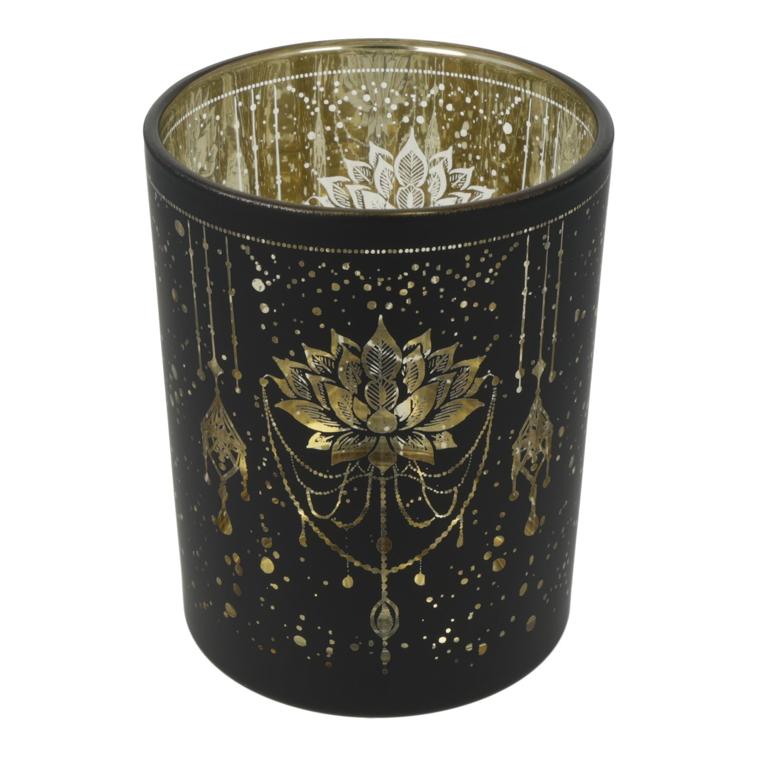 Candle light holder frosted/metallic Mystical Lotus