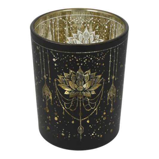 Candle light holder frosted/metallic Mystical Lotus