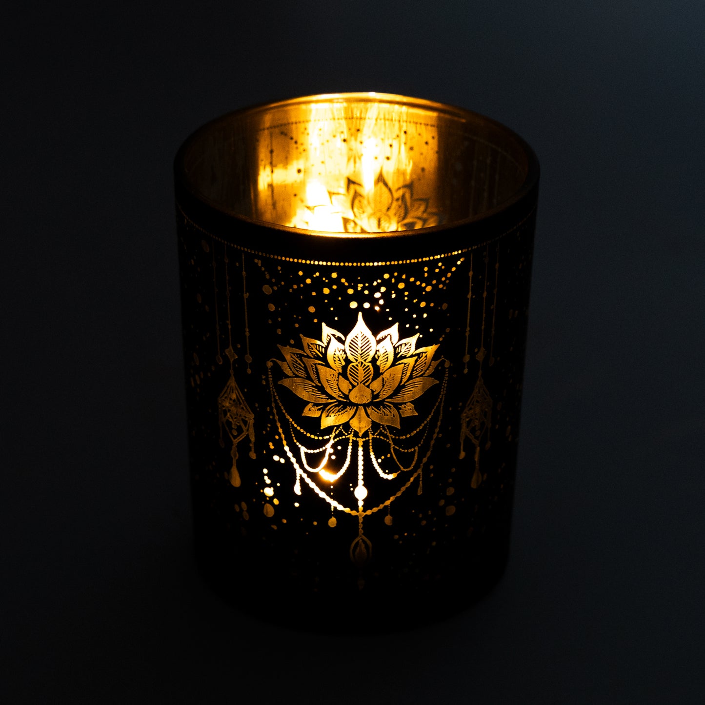 Candle light holder frosted/metallic Mystical Lotus