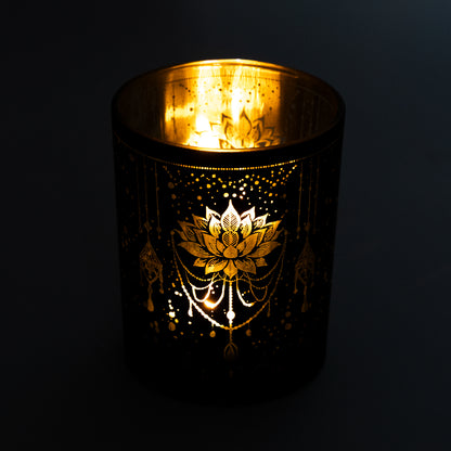 Candle light holder frosted/metallic Mystical Lotus wholesale thumb