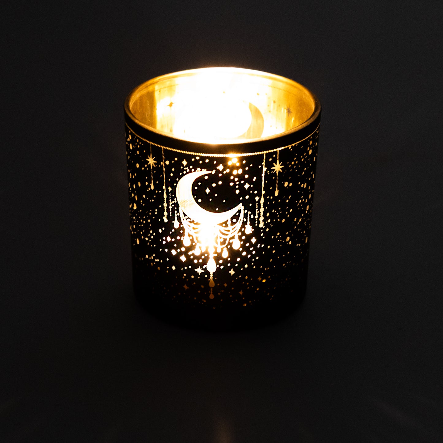 Candle light holder frosted/metallic Mystical Crescent