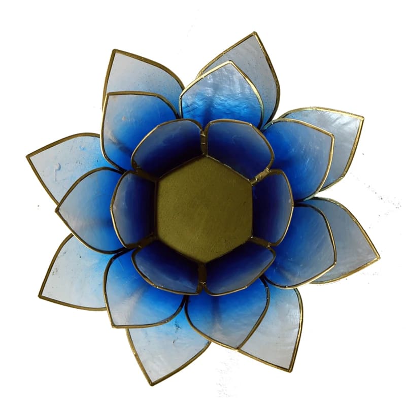 Comprar Portavelas Loto azul/blanco bordes oro