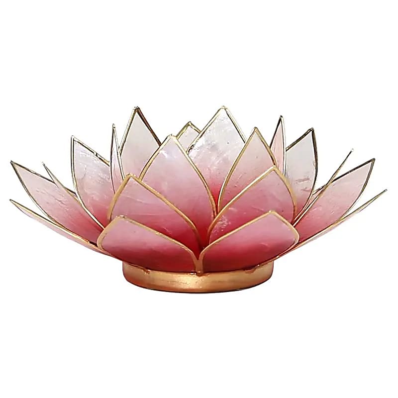 Lotus Teelichthalter rot/rosa goldfarbig