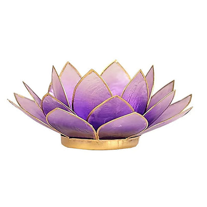 Lotus Teelichthalter violett goldfarbig thumb