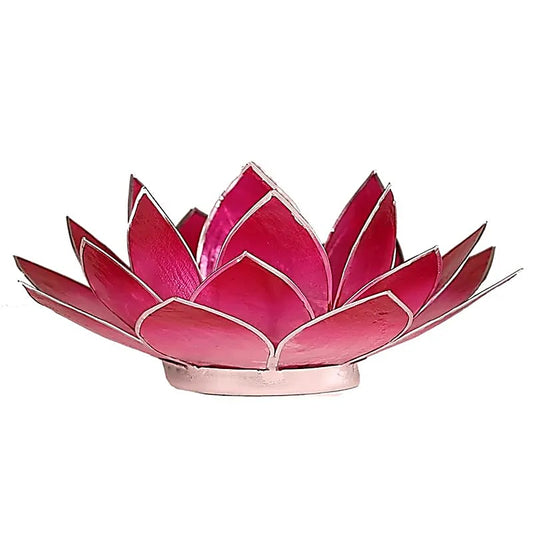 Portavelas Loto color rosa borde plata
