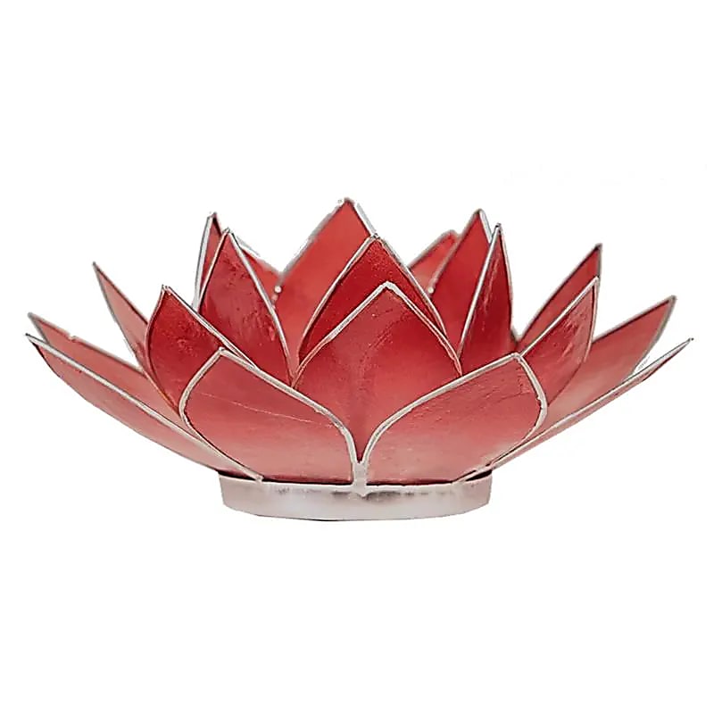 Lotus Teelichthalter rosa/rot silberfarbig