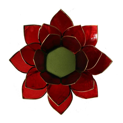 Lotus Teelichthalter rot 1. Chakra goldfarbig kaufen thumb