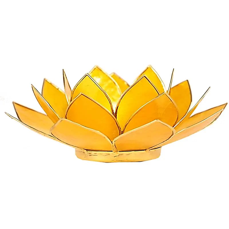 Lotus atmospheric light yellow chakra 3 gold trim