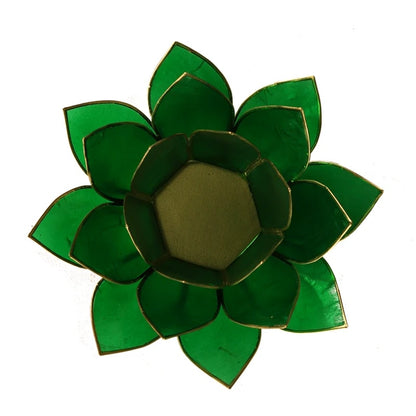 Lotus Teelichthalter grün 4. Chakra goldfarbig kaufen thumb