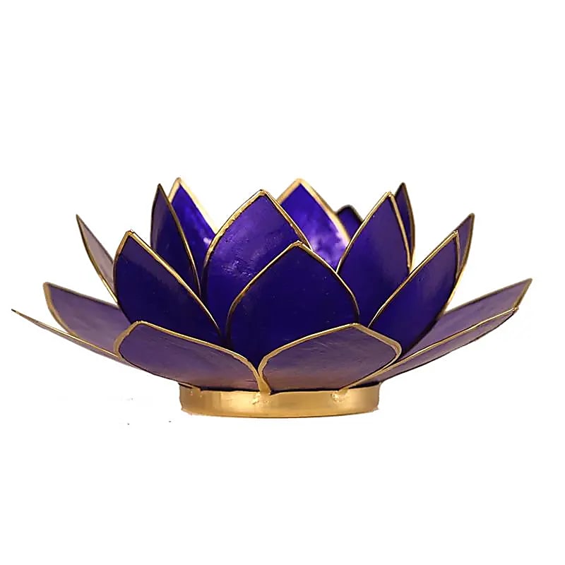 Portavelas Loto 6º chakra indigo bordes oro