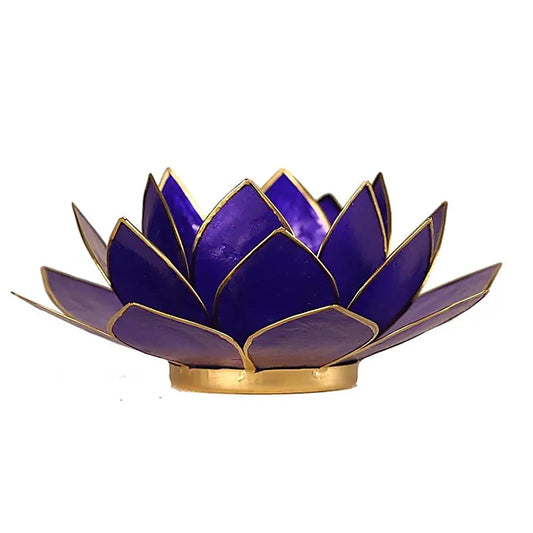Portavelas Loto 6º chakra indigo bordes oro
