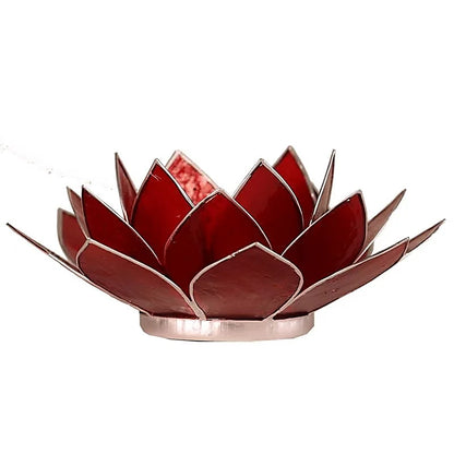 Portavelas Loto 1er chakra rojo bordes plata thumb