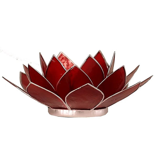 Portavelas Loto 1er chakra rojo bordes plata