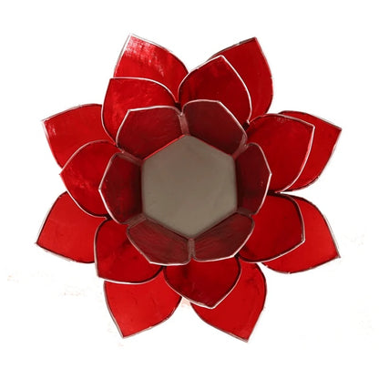 Portavelas Loto 1er chakra rojo bordes plata al por mayor thumb