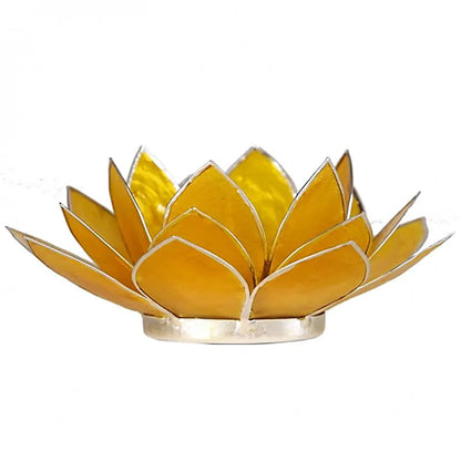 Loto illuminazione 3° chakra giallo bordo argento thumb