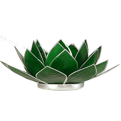 Lotus Teelichthalter grün 4. Chakra silberfarbig thumb