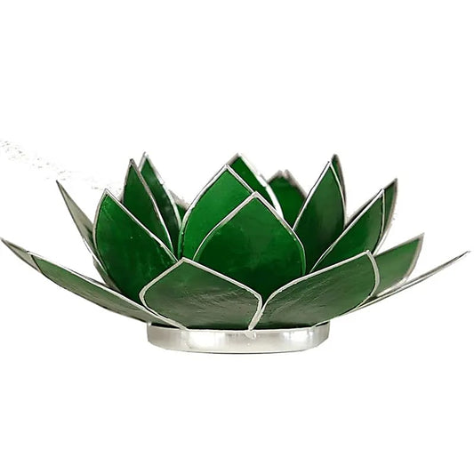 Portavelas Loto 4º chakra verde bordes plata