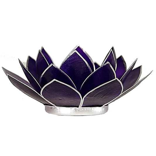 Portavelas Loto 7°chakra violeta bordes plata