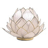 Lotus Teelichthalter beige goldfarbig groß