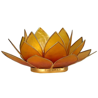 Lotus Teelichthalter orange goldfarbig thumb