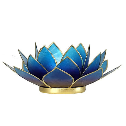 Lotus Teelichthalter blau goldfarbig thumb