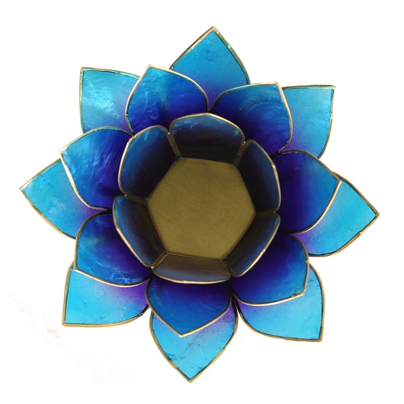 Lotus Teelichthalter blau goldfarbig kaufen
