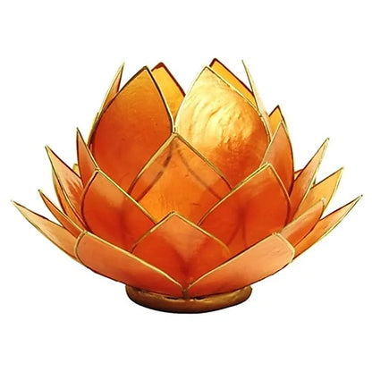 Lotus Teelichthalter orange goldfarbig thumb