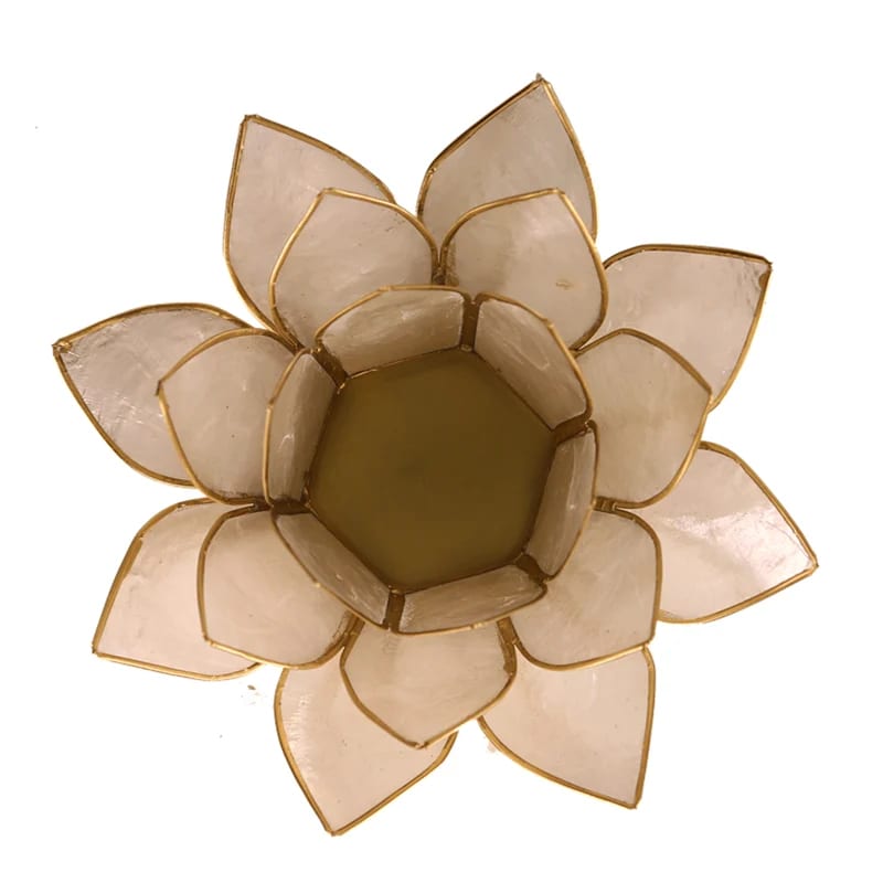 Lotus Teelichthalter weiß goldfarbig kaufen