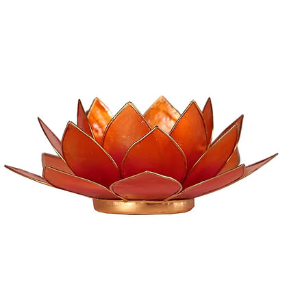 Lotus candlelight holder pink-orange gold trim thumb