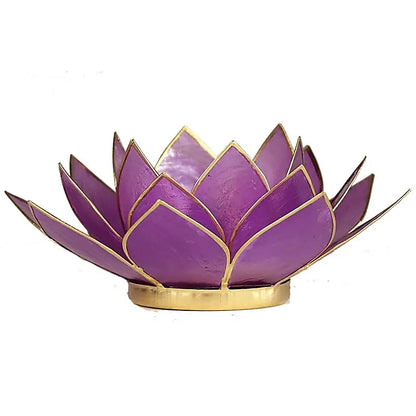 Lotus Teelichthalter lila goldfarbig thumb