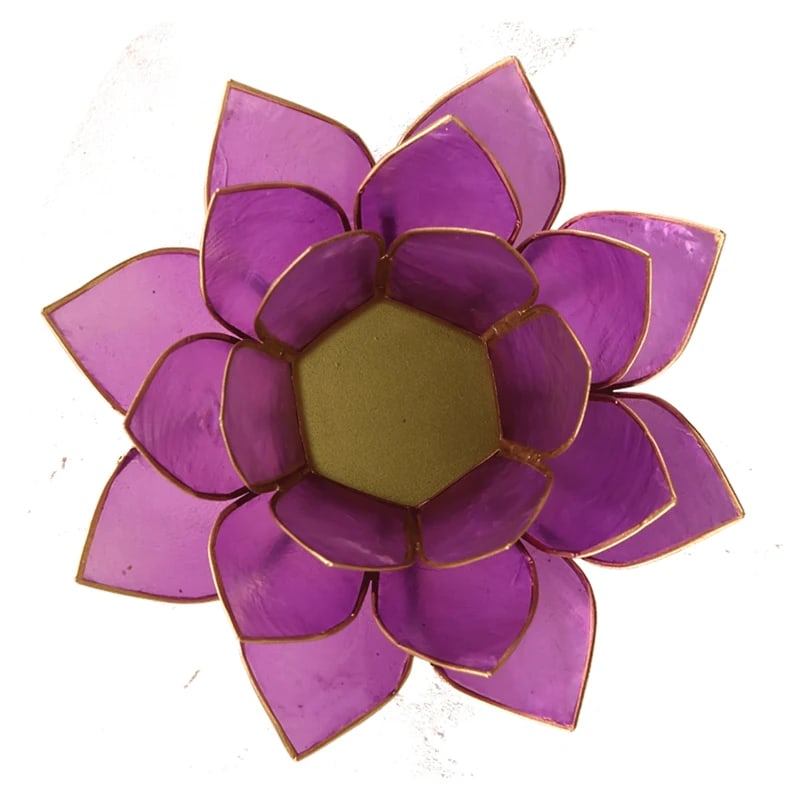 Lotus Teelichthalter lila goldfarbig kaufen