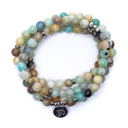 Mala amazoniet elastisch met ohm Edelsteen|Zink legering thumb