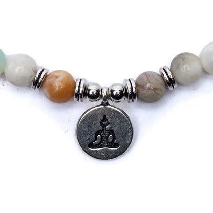 Mala Amazonit - elastisch - mit Buddha Edelstein thumb