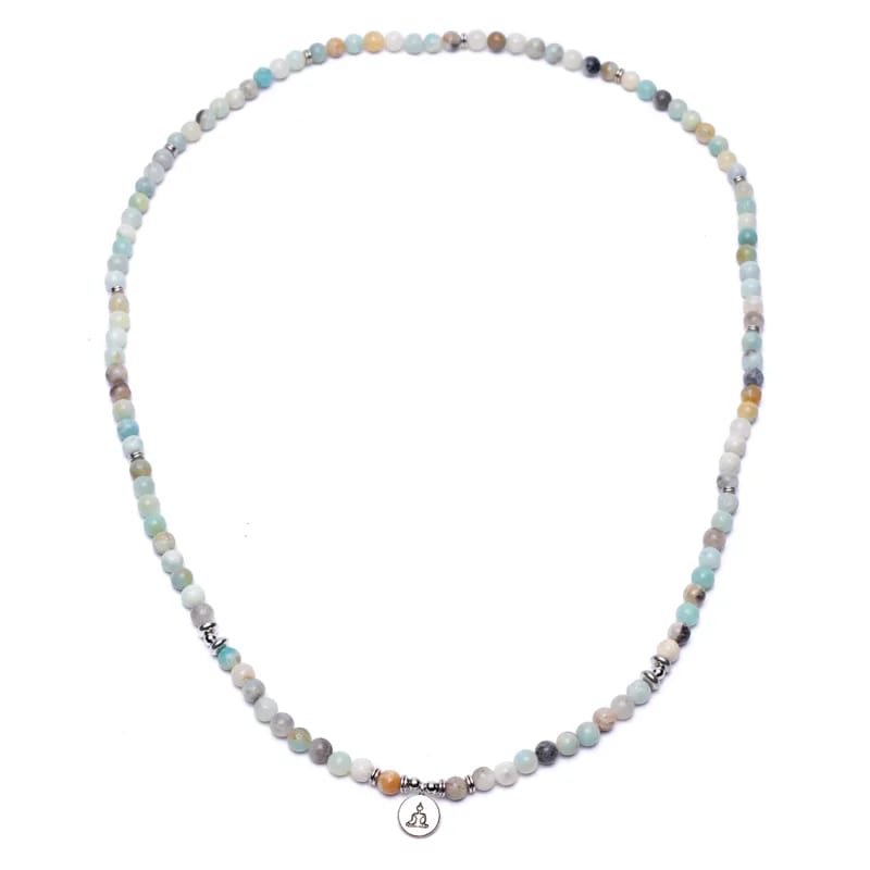 Mala Amazonit - elastisch - mit Buddha