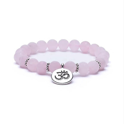 Mala-Armband Rosenquarz - elastisch - mit Ohm thumb