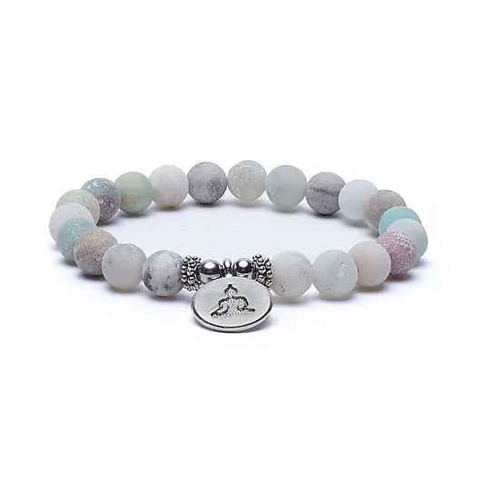 Mala/pulsera de amazonita elástico con Buda