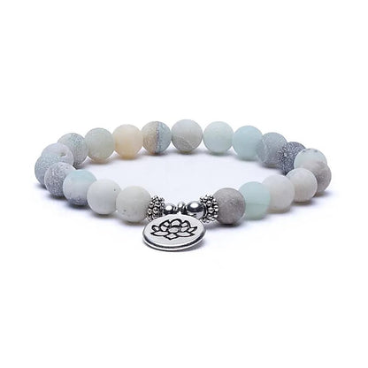 Mala/bracciale elastico in amazzonite con loto thumb