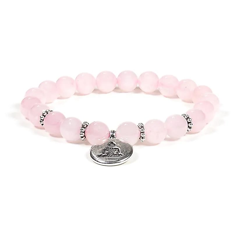 Mala / bracelet quartz rose élastique avec Bouddha
