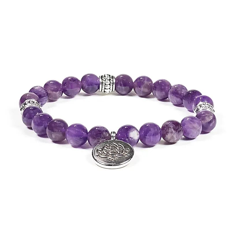 Mala / bracelet améthyste élastique lotus