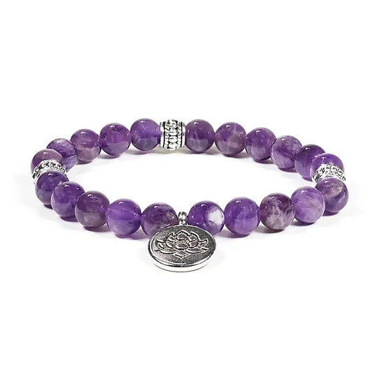 Mala / bracelet améthyste élastique lotus