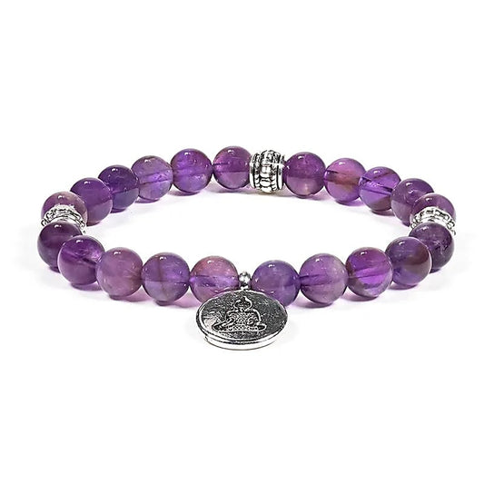Mala/pulsera elástico Amatista con Buda